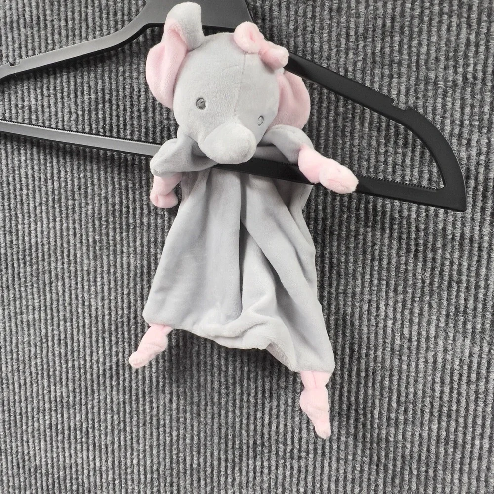 Dan Dee Baby Lovey Security Blanket Elephant Plush Gray Bow Rattle Embroidered